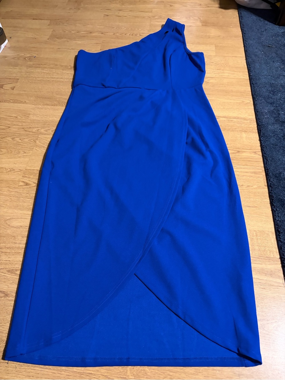 One-Shoulder Royal Blue Wrap Sheath Dress- NWOT, XL